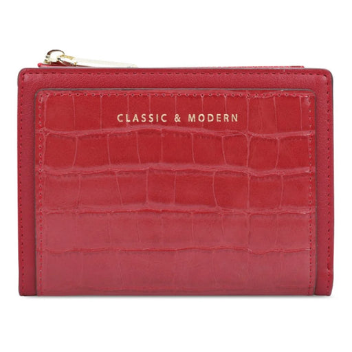TAILIAN T2602-168 Women's Folding Wallet Crocodile Texture Coin Storage Pouch PU Leather Card Holder for Teen Girls - Red - 1