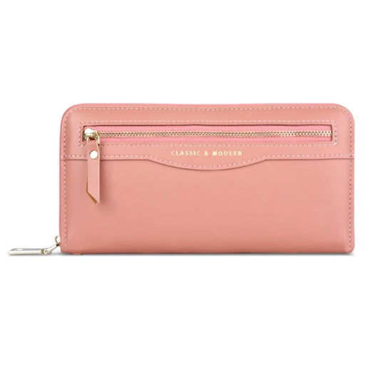 TAILIAN T9612-014 PU Leather Long Wallet Women Cellphone Holder Zipper Clutch Bag - Pink - 1