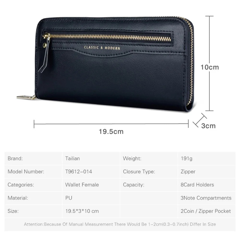 TAILIAN T9612-014 PU Leather Long Wallet Women Cellphone Holder Zipper Clutch Bag - Pink - 6