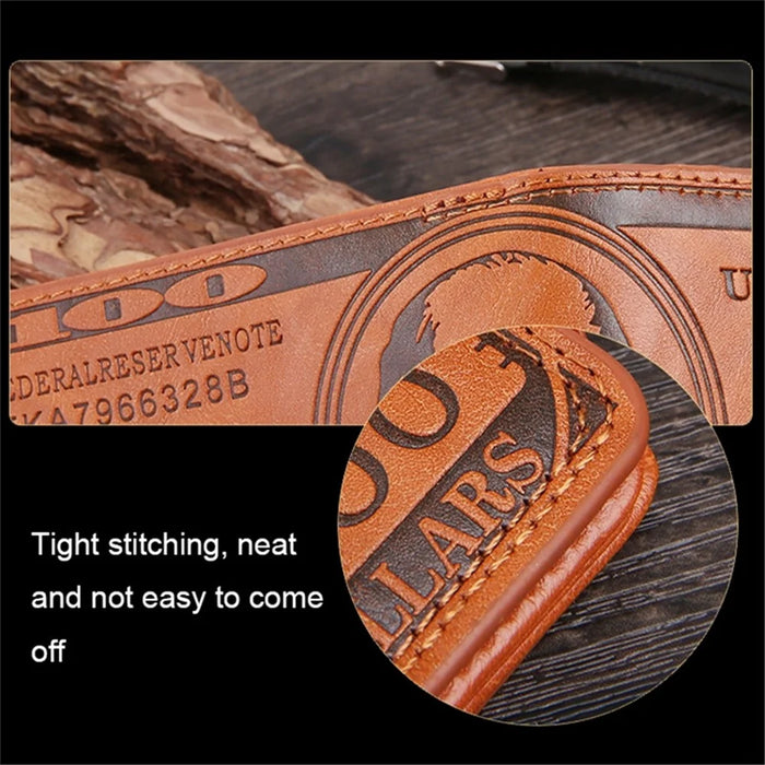 Creative Men's Wallet Purse PU Leather 100 Dollar Bill Money Bifold Card Holder - Coffee - 7
