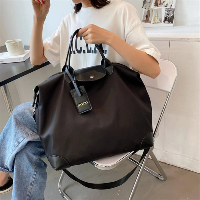 2399 Nylon Handbag Sports Travel Duffle Bag Weekend Overnight Bag Tote Shoulder Bag - Black - 4