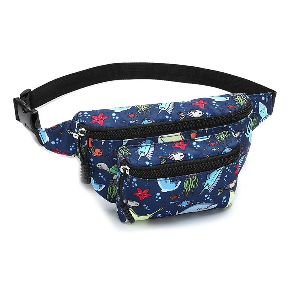 Cartoon Pattern Kids Waist Pack Adjustable Strap Oxford Cloth Children Chest Pouch Bumbag - N0303S - 1