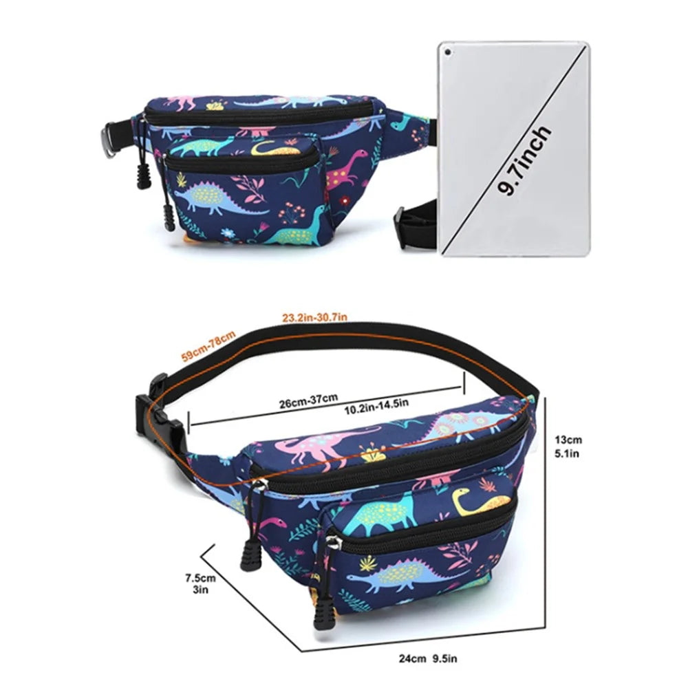 Cartoon Pattern Kids Waist Pack Adjustable Strap Oxford Cloth Children Chest Pouch Bumbag - N0303S - 4