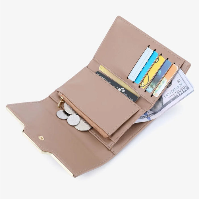 TAILIAN T6224-004 Multiple Card Slots Wallet Tri-fold Design PU Leather Billfold Coin Cash Storage Bag - Deep Pink - 3