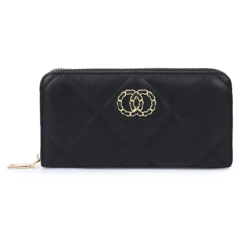 TAILIAN T9612-062 Stylish Women Long Wallet Zipper PU Leather Large Capacity Purse - Black - 1
