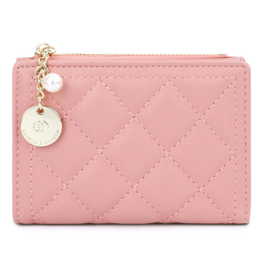 TAILIAN T2602-288 Rhombus Decor Leather Wallet Women's Clutch Purse with Pearl Decor - Pink - 1
