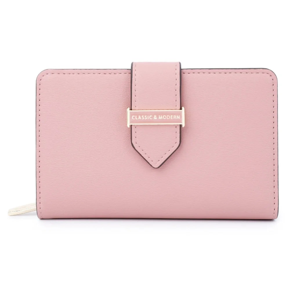 TAILIAN T2711-005 PU Leather Wallet Women's Card Holder Zipper Clutch Bag Billfold - Pink - 1