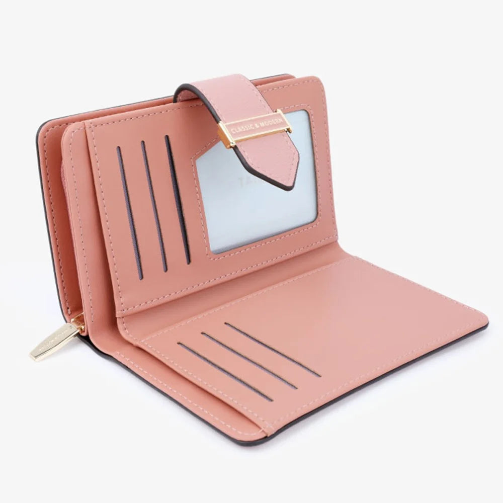 TAILIAN T2711-005 PU Leather Wallet Women's Card Holder Zipper Clutch Bag Billfold - Pink - 2