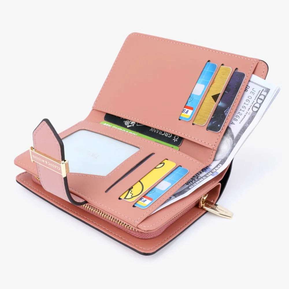 TAILIAN T2711-005 PU Leather Wallet Women's Card Holder Zipper Clutch Bag Billfold - Pink - 3