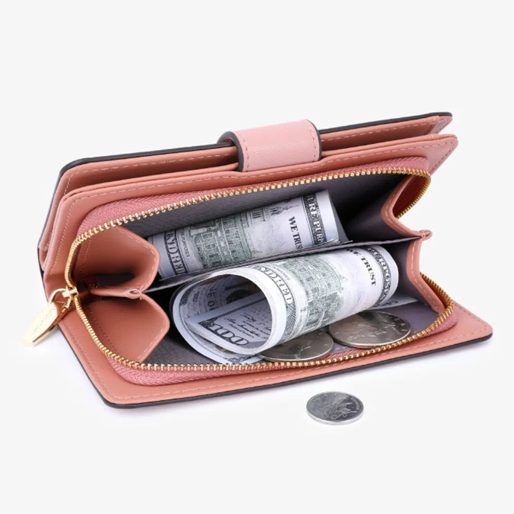 TAILIAN T2711-005 PU Leather Wallet Women's Card Holder Zipper Clutch Bag Billfold - Pink - 4