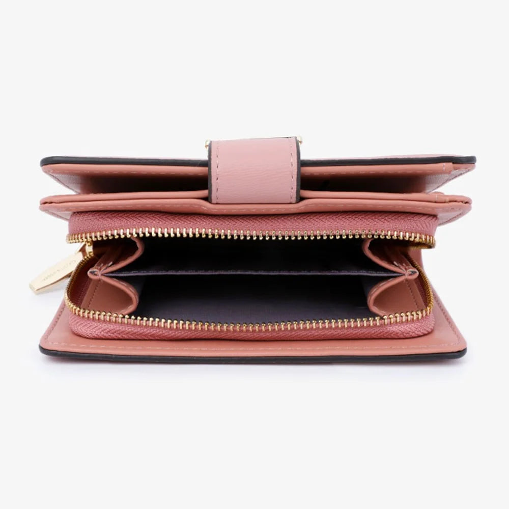 TAILIAN T2711-005 PU Leather Wallet Women's Card Holder Zipper Clutch Bag Billfold - Pink - 5