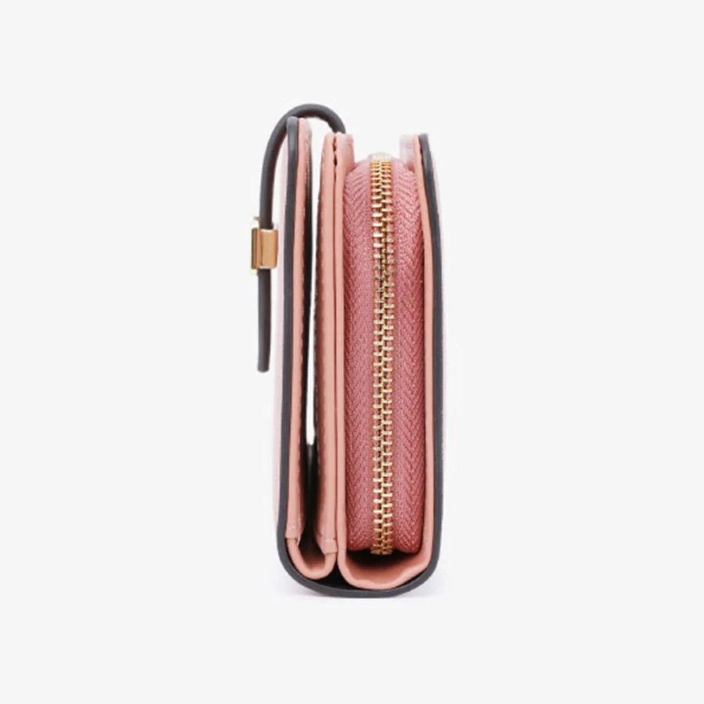 TAILIAN T2711-005 PU Leather Wallet Women's Card Holder Zipper Clutch Bag Billfold - Pink - 7