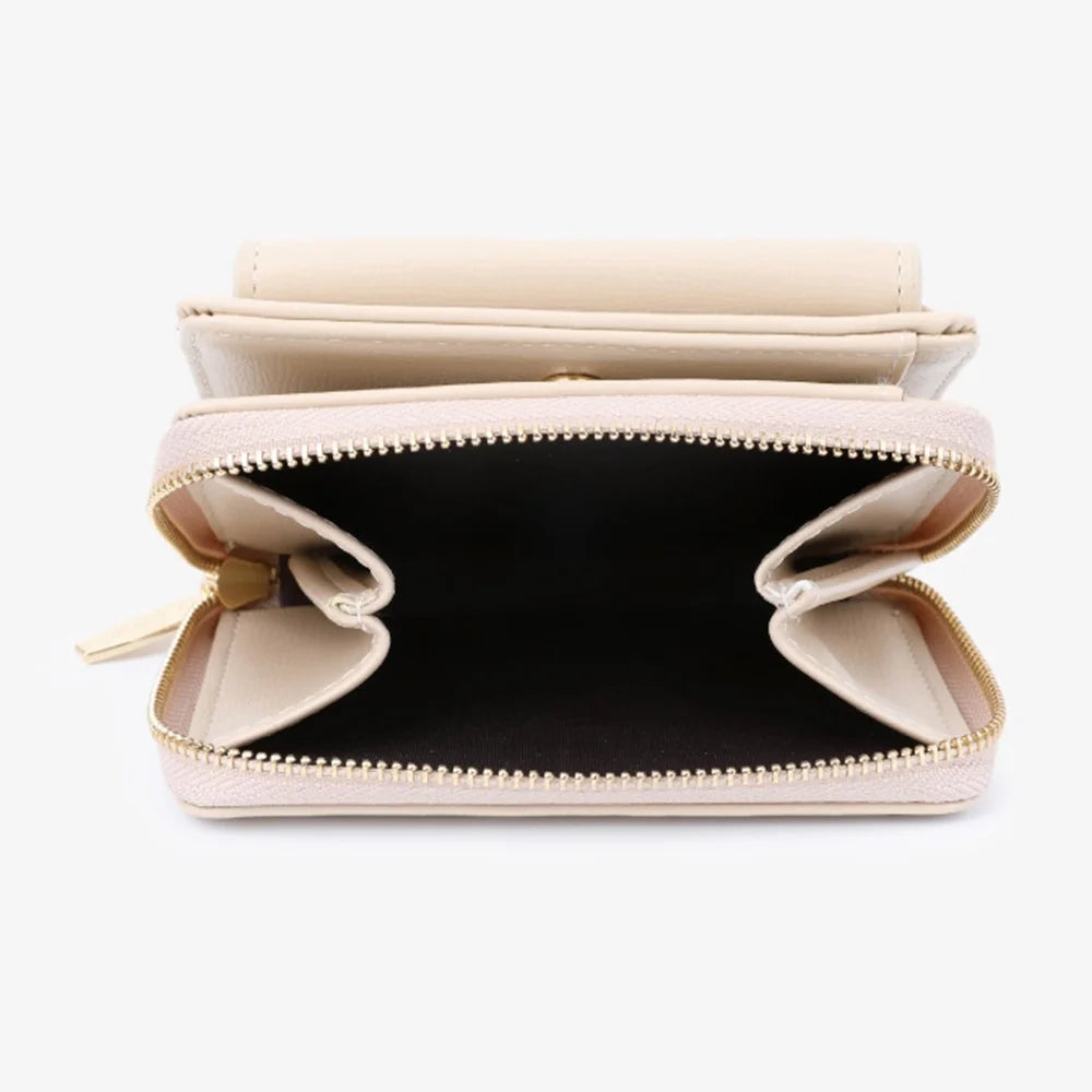 TAILIAN T6107-001 Solid Color PU Leather Short Wallet Zipper Pocket Women Purse - Pink - 6