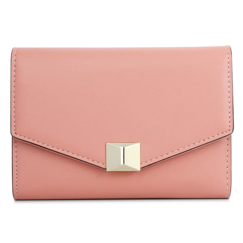 TAILIAN T6223-019 PU Leather Women Folding Wallet Solid Color Zipper Pocket Purse - Pink - 1