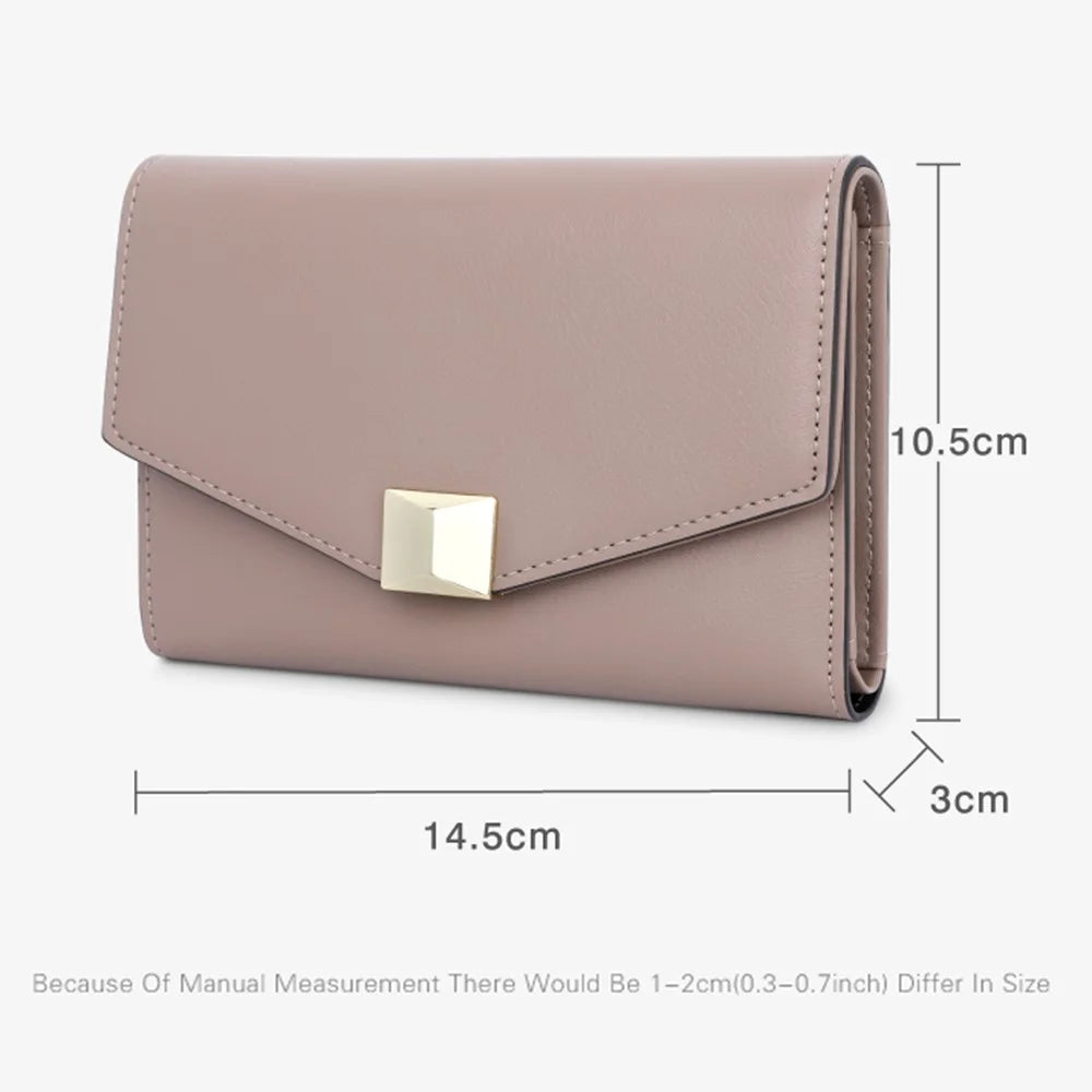 TAILIAN T6223-019 PU Leather Women Folding Wallet Solid Color Zipper Pocket Purse - Pink - 7