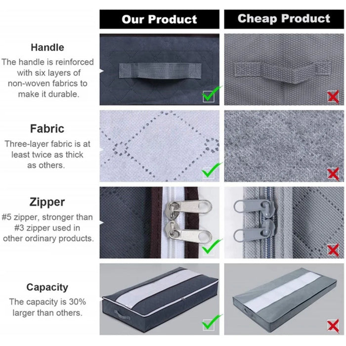 100x50x18cm Non-woven Under Bed Storage Bag Foldable Quilts Clothes Pillow Storage Bag - Transparent Lid - 4