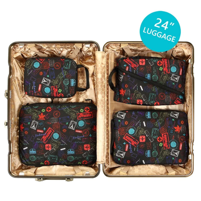 6PCS Waterproof Nylon Packing Cubes Set Travel Luggage Packing Organizers Compression Storage Bags - Black - 3