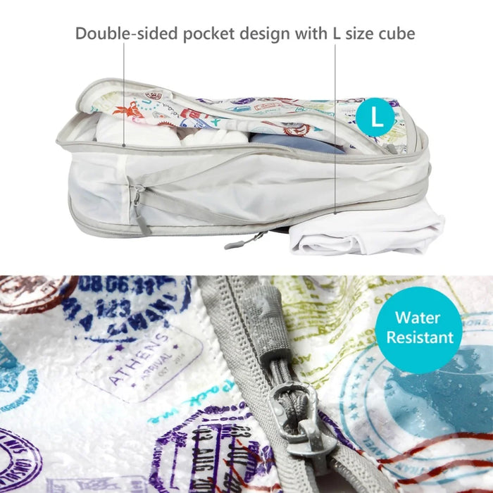 6PCS Waterproof Nylon Packing Cubes Set Travel Luggage Packing Organizers Compression Storage Bags - Black - 4