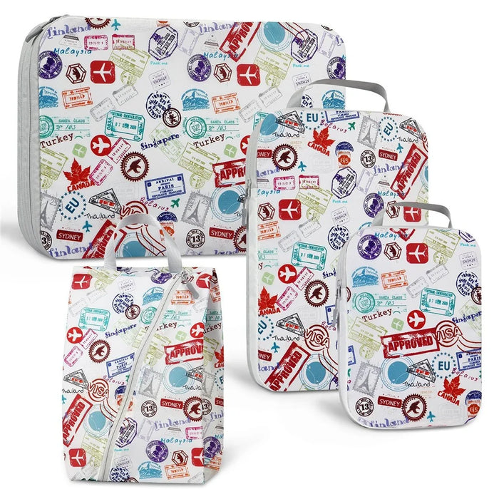 4PCS Travel Clothes Toiletries Packing Organizers Nylon Packing Cubes Set Compression Storage Bags - White - 1