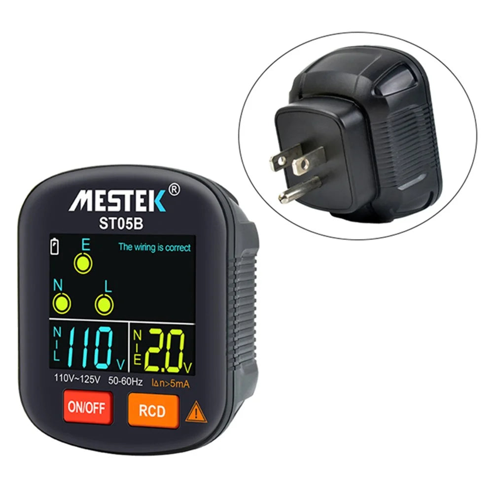 MESTEK ST05 Digital Socket Tester Battery-Operated HD Screen Socket Tester - US Plug - 1