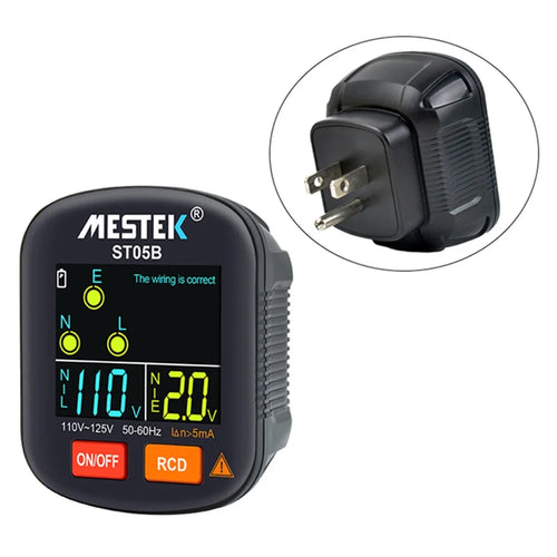 MESTEK ST05 Digital Socket Tester Battery-Operated HD Screen Socket Tester - US Plug - 1
