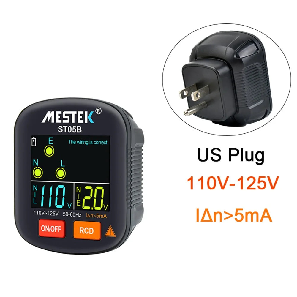 MESTEK ST05 Digital Socket Tester Battery-Operated HD Screen Socket Tester - US Plug - 2
