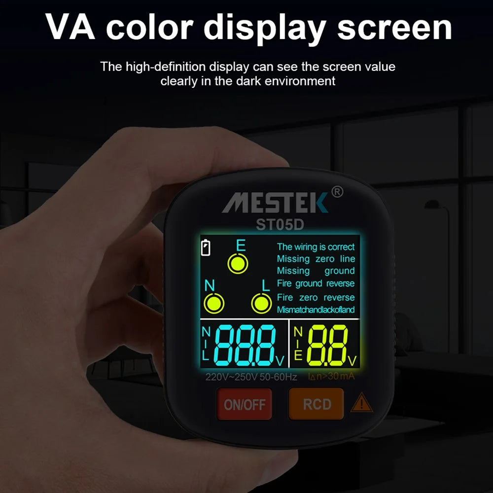 MESTEK ST05 Digital Socket Tester Battery-Operated HD Screen Socket Tester - US Plug - 5