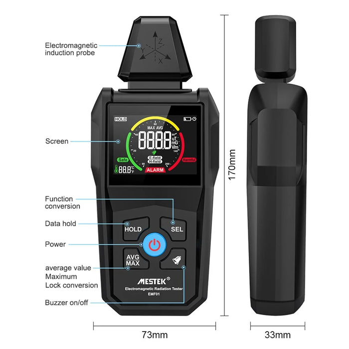 MESTEK EMF01 Electromagnetic Radiation Tester Portable Radiation Measuring Instrument with Digital Display (No Battery) - 7