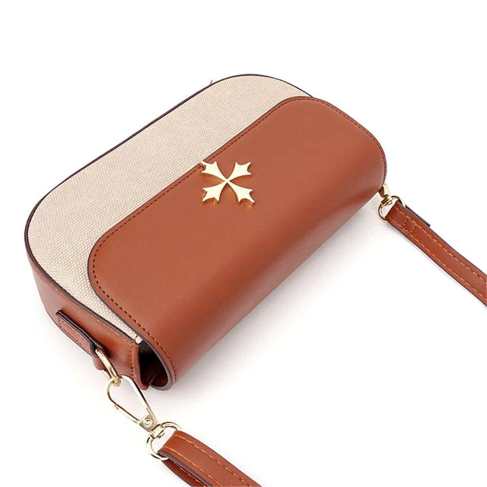 BAELLERRY N8633 Contrast Color Stylish PU Leather Women Single Shoulder Crossbody Bag - Brown - 2