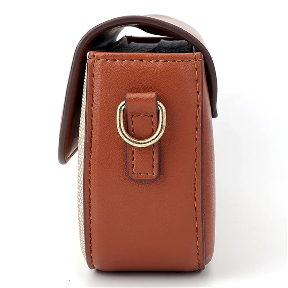BAELLERRY N8633 Contrast Color Stylish PU Leather Women Single Shoulder Crossbody Bag - Brown - 3