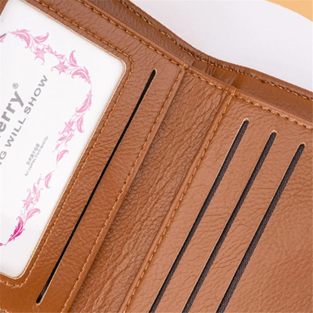 BAELLERRY N2401 PU Leather Women Short Wallet Cross Decoration Zipper Pocket Coin Purse - Brown - 6
