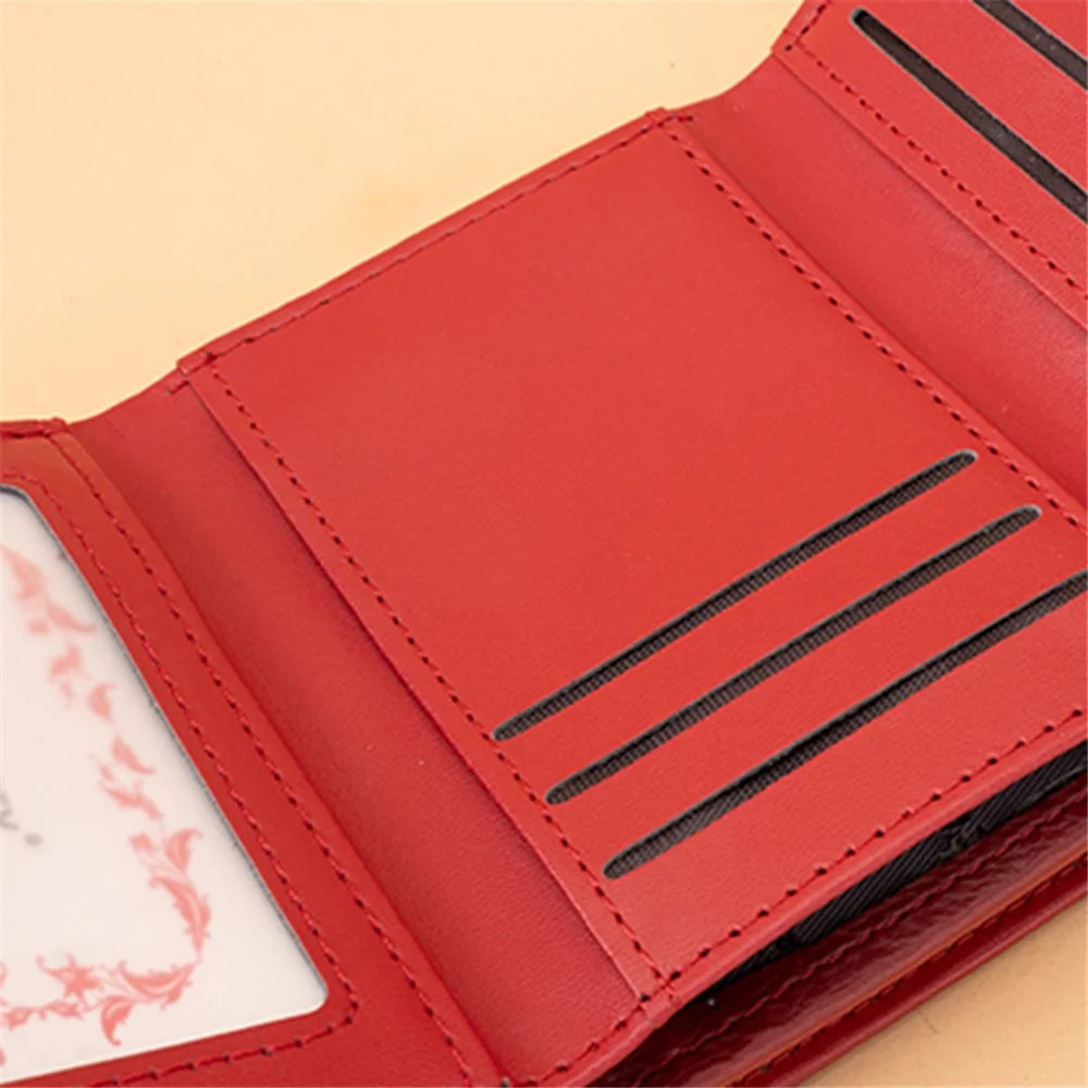 BAELLERRY N2399 Tri-fold PU Leather Short Wallet Cash Cards Holder Women Purse - Wine Red - 6