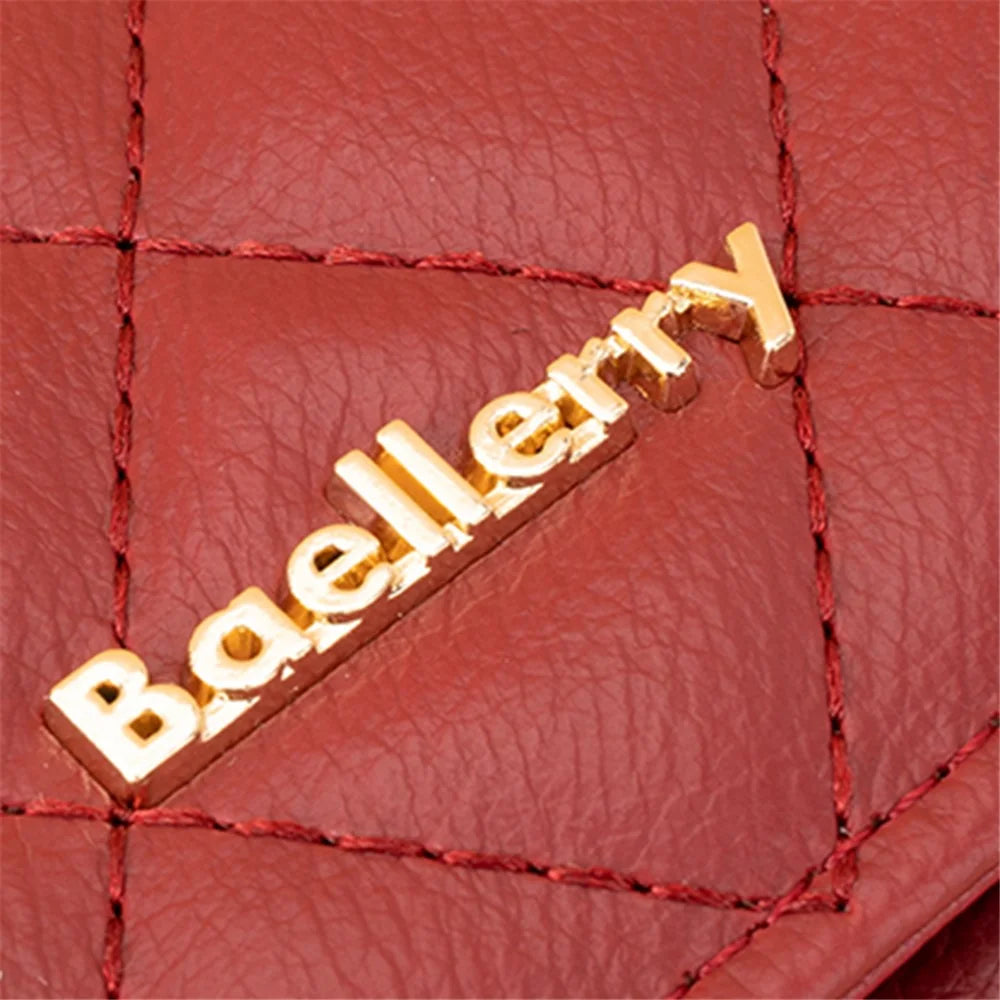 BAELLERRY N2399 Tri-fold PU Leather Short Wallet Cash Cards Holder Women Purse - Wine Red - 7