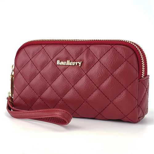 BAELLERRY N8909 Women PU Leather Clutch Bag Dual Zipper Pocket Cosmetics Phone Storage Bag - Wine Red - 1