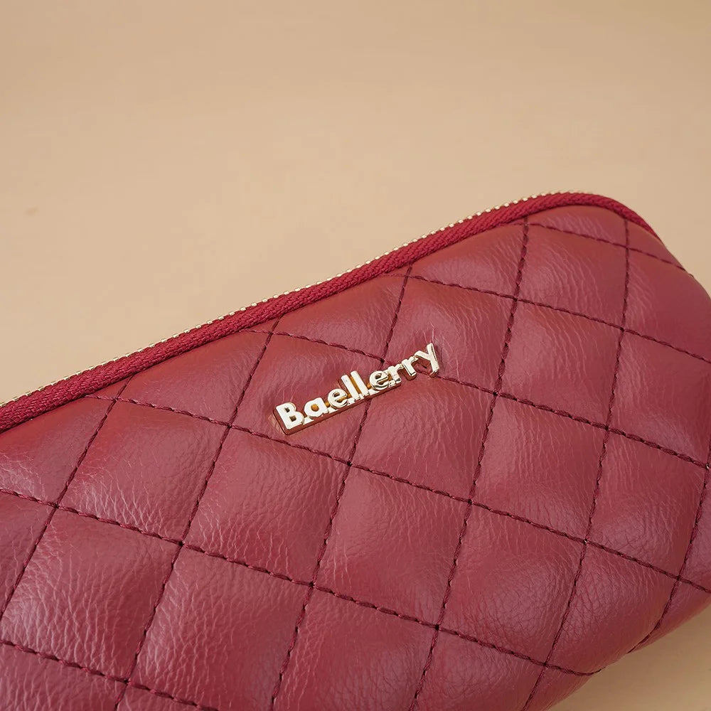 BAELLERRY N8909 Women PU Leather Clutch Bag Dual Zipper Pocket Cosmetics Phone Storage Bag - Wine Red - 2