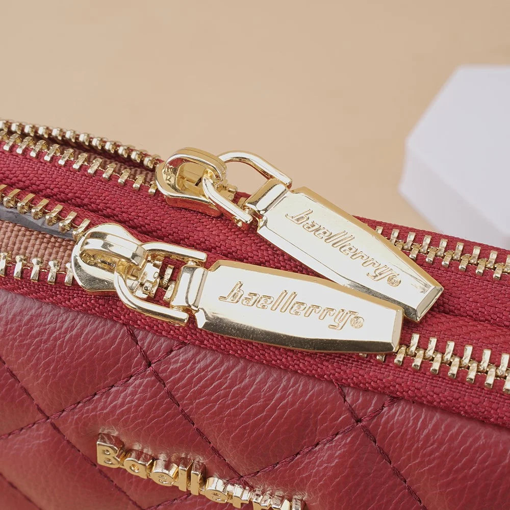 BAELLERRY N8909 Women PU Leather Clutch Bag Dual Zipper Pocket Cosmetics Phone Storage Bag - Wine Red - 3