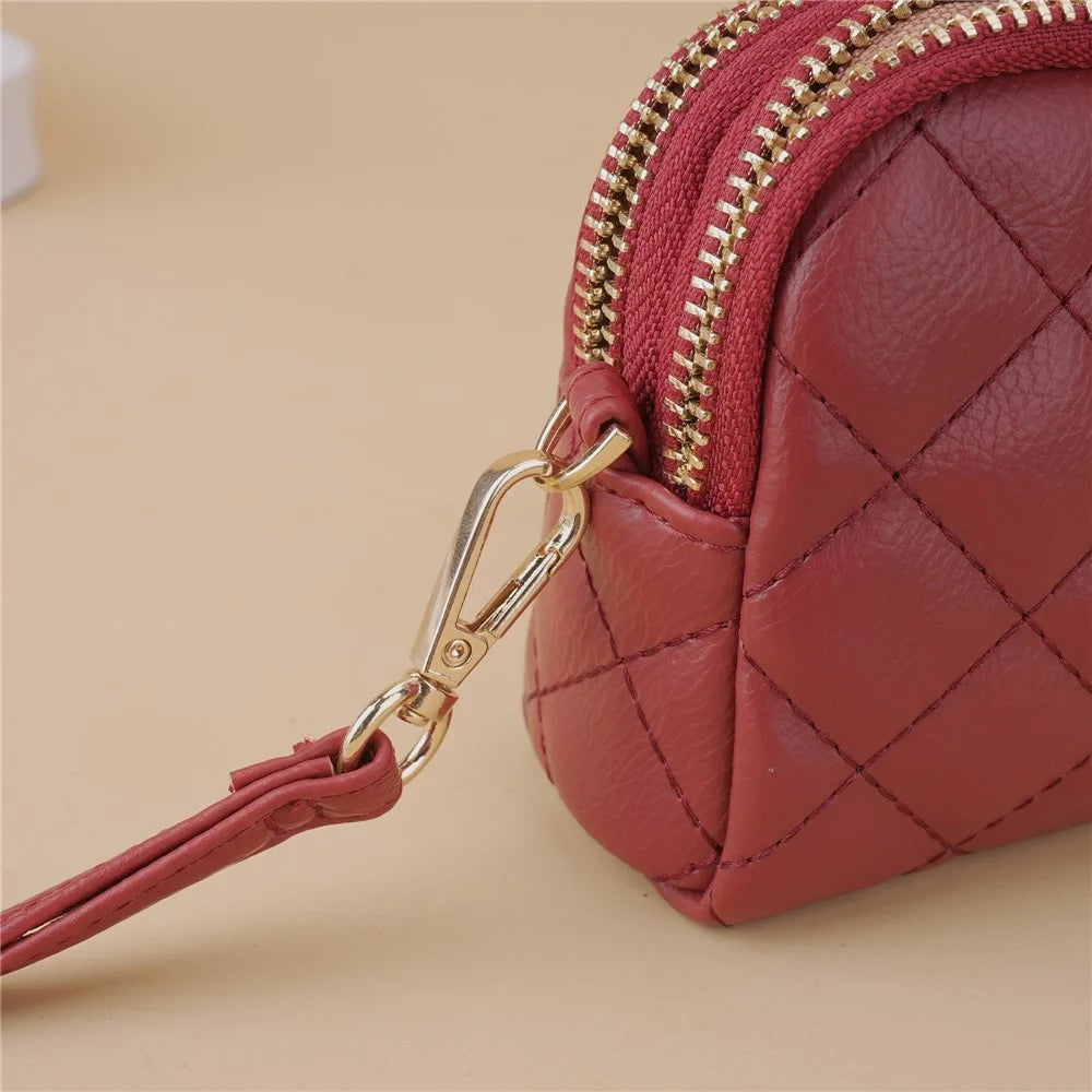 BAELLERRY N8909 Women PU Leather Clutch Bag Dual Zipper Pocket Cosmetics Phone Storage Bag - Wine Red - 4