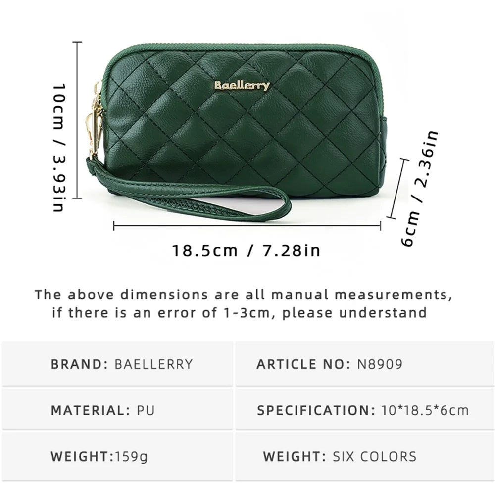 BAELLERRY N8909 Women PU Leather Clutch Bag Dual Zipper Pocket Cosmetics Phone Storage Bag - Wine Red - 6