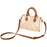 CKZC2218 Cowhide + PU Leather Rhombus Grid Women Handbag Stylish Crossbody Bag - Beige - 1
