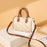 CKZC2218 Cowhide + PU Leather Rhombus Grid Women Handbag Stylish Crossbody Bag - Beige - 2