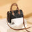 CKZC2218 Cowhide + PU Leather Rhombus Grid Women Handbag Stylish Crossbody Bag - Beige - 4