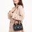 CKZC2218 Cowhide + PU Leather Rhombus Grid Women Handbag Stylish Crossbody Bag - Beige - 7