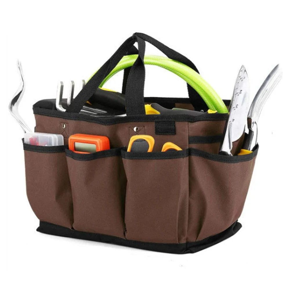 KG0050 Gardening Tool Storage Bag Oxford Cloth Multiple Pockets Plant Tool Kit Tote - Coffee - 1