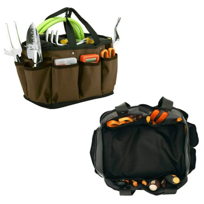 KG0050 Gardening Tool Storage Bag Oxford Cloth Multiple Pockets Plant Tool Kit Tote - Coffee - 2