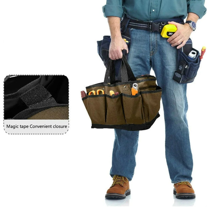 KG0050 Gardening Tool Storage Bag Oxford Cloth Multiple Pockets Plant Tool Kit Tote - Coffee - 3