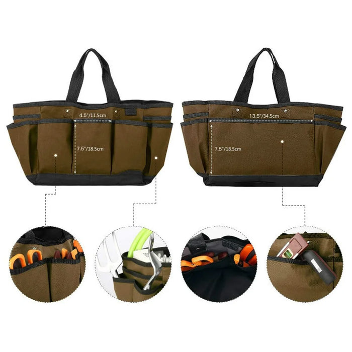 KG0050 Gardening Tool Storage Bag Oxford Cloth Multiple Pockets Plant Tool Kit Tote - Coffee - 4
