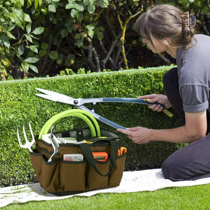 KG0050 Gardening Tool Storage Bag Oxford Cloth Multiple Pockets Plant Tool Kit Tote - Coffee - 5