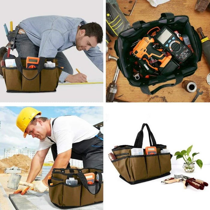 KG0050 Gardening Tool Storage Bag Oxford Cloth Multiple Pockets Plant Tool Kit Tote - Coffee - 6