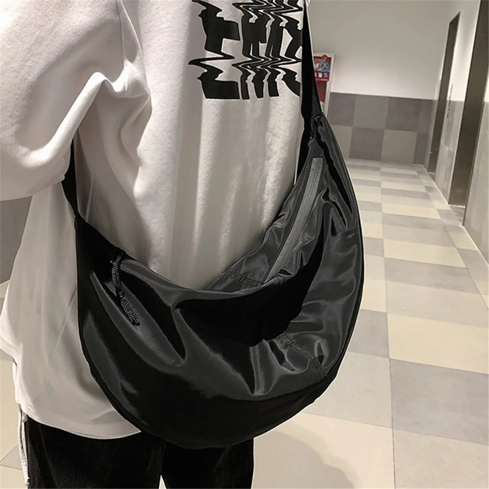 Large Capacity Nylon Gym Sports Bag Overnight Bag Crossbody Bag for Men and Women - Baby Blue - 3