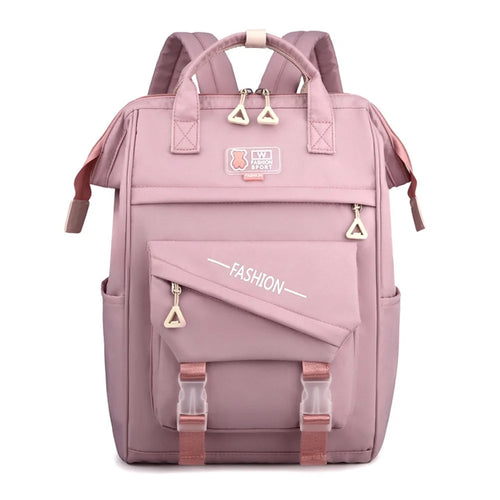 2023 Girls Travel Backpack Nylon Laptop Shoulders Bag Handbag Students School Bag Bookbag - Pink - 1
